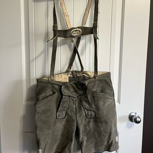 Vintage Lederhosen Shorts Traditional German Bavarian Leather Oktoberfest 🍺 🌭